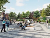 Artists impression of town centre open spaces