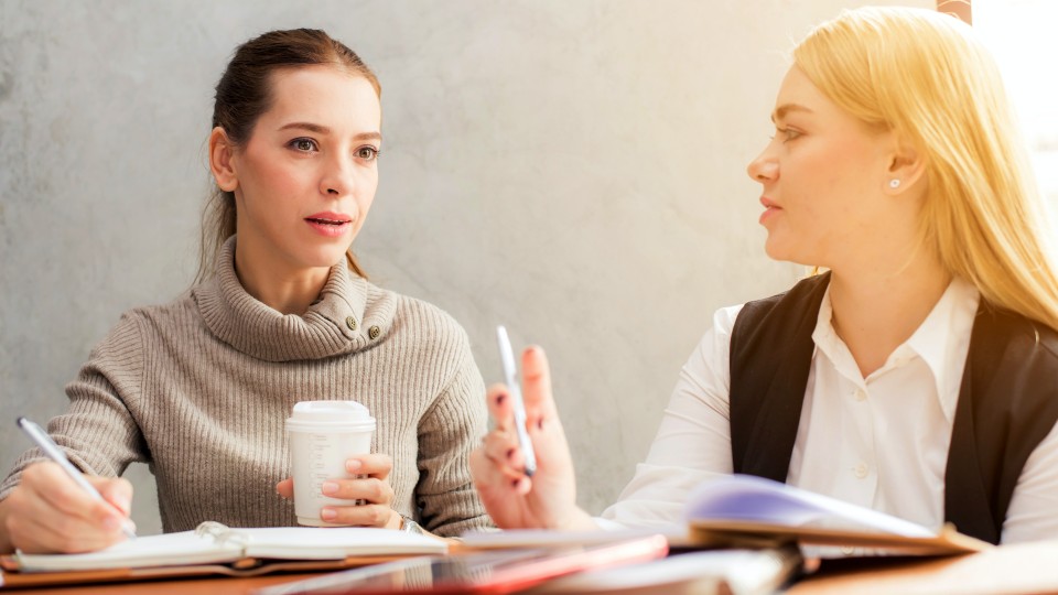 Two women in a meeting