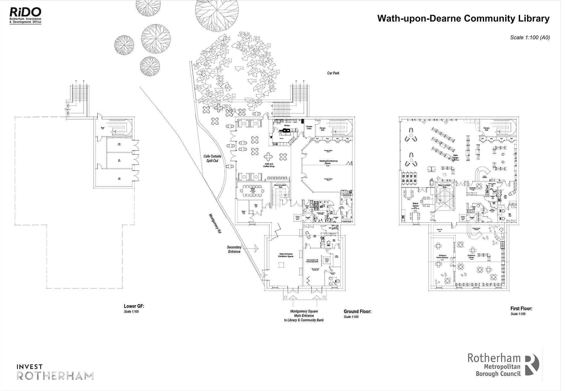 Proposed layout drawing for Wath Library