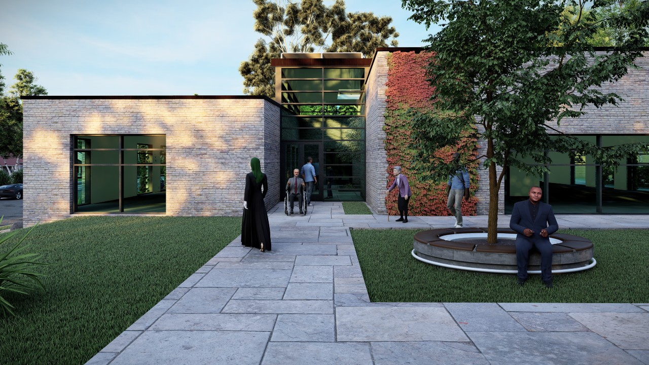 Architect impression of new building entrance