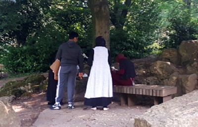 Young inspectors in urban park